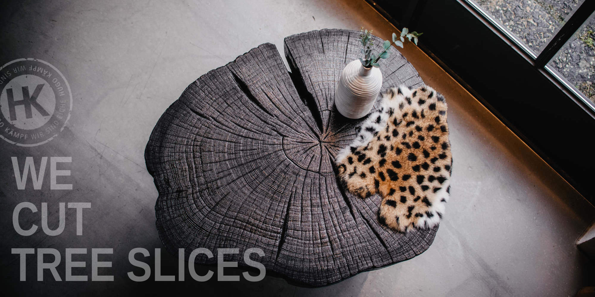 Tree Slice Table Made of Oak Wood