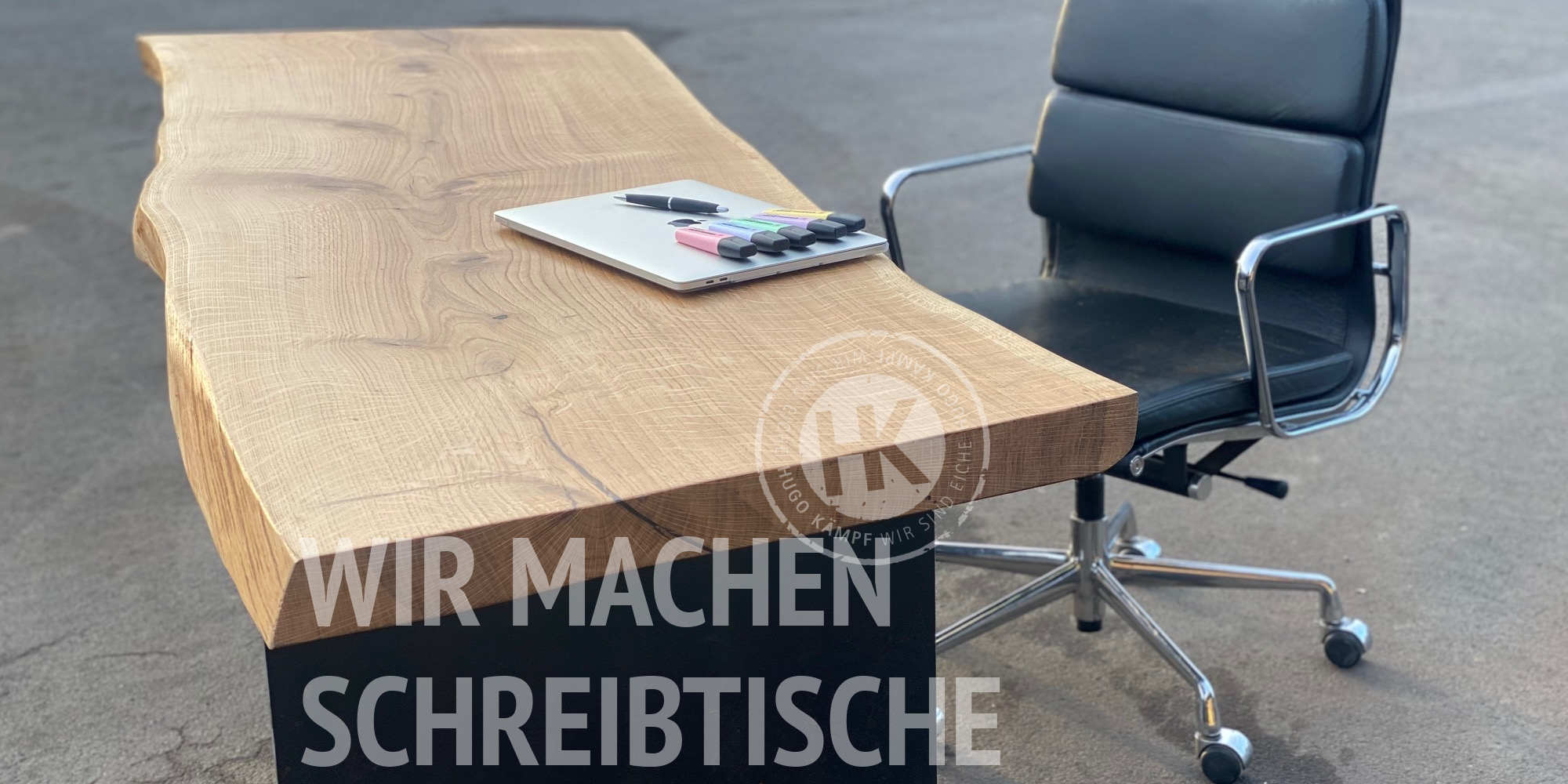 Massiven Eichen Tischplatte mit natürlicher Baumkante