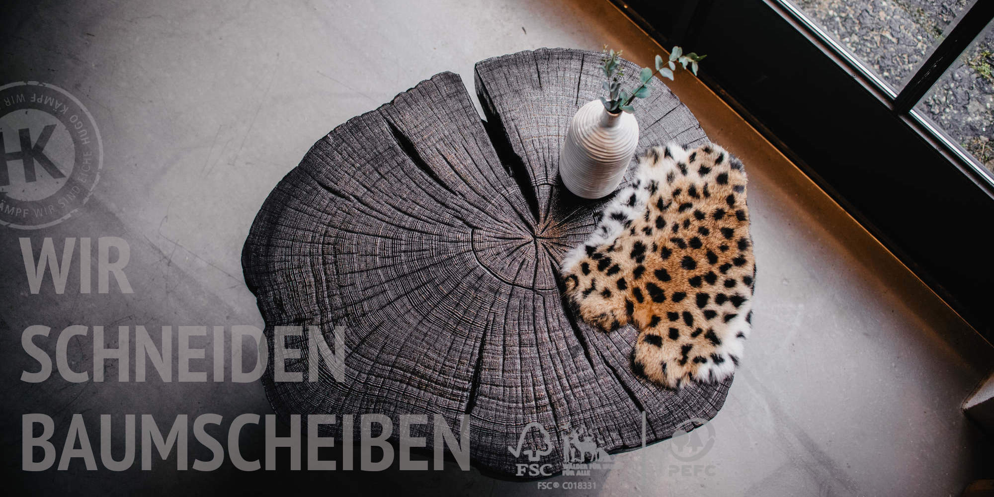 Baumscheibentisch aus EIchenholz