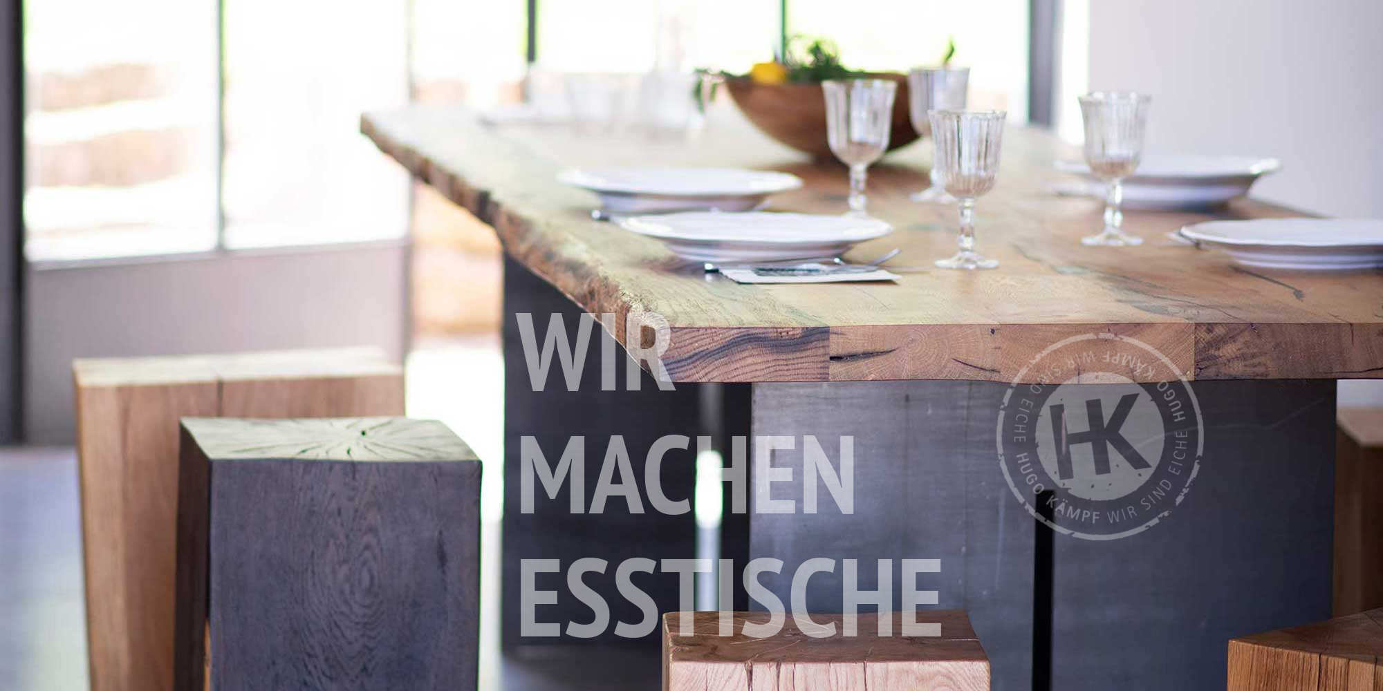 Eiche Esstische mit Baumkante