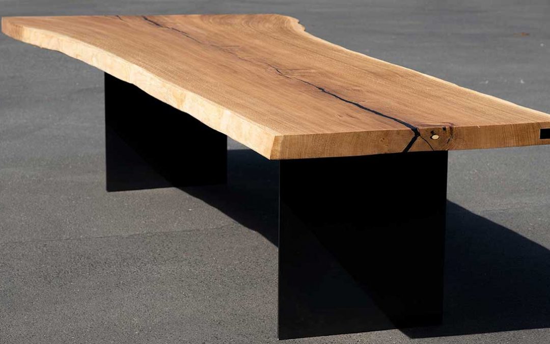 Oak edge table with sapwood