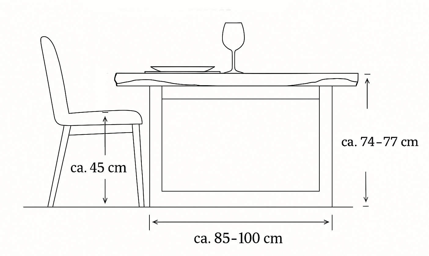 Empfohlene Tischhoehen und Breiten