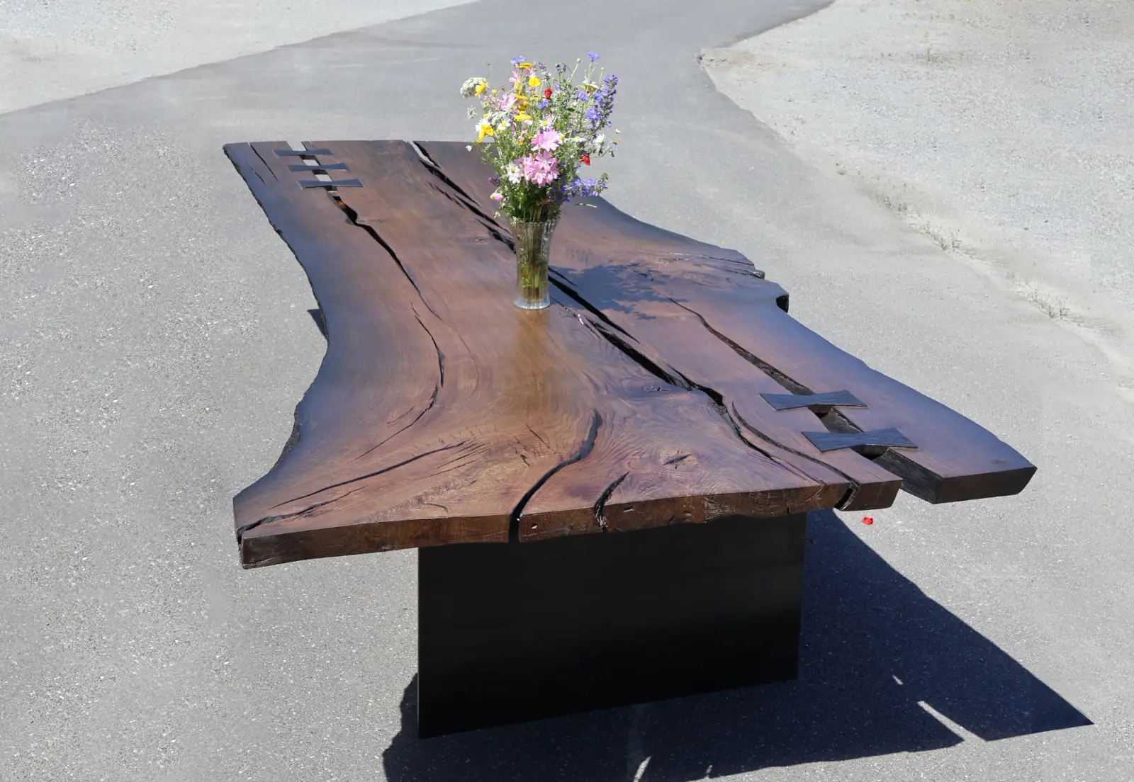 Dining table made of bog oak