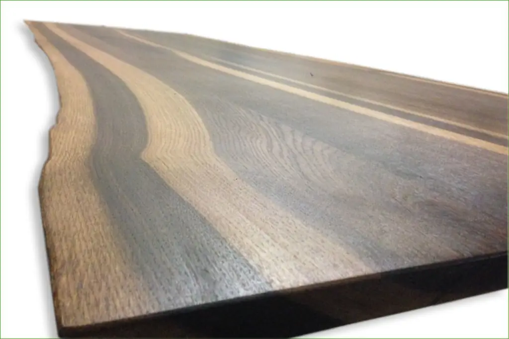 Oak table top with visible sapwood ring